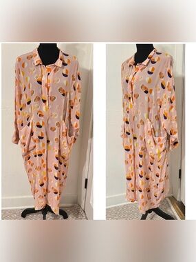 Moing Abstract Printed Shirt Dress Silk Oversized Classy Bohemian Bold Summer